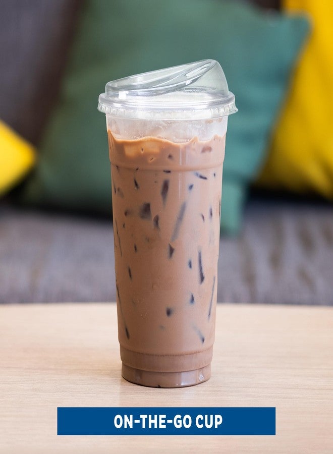 Freshware Clear Plastic Cups with Strawless Sip Lids [100 Cups - 20 oz] Disposable Tumblers for Iced Coffee, Smoothie, Milkshake, Cold Drinks - Image 2